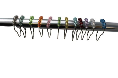 Shower Curtain Roller Glider Hooks Rings Set of 12 Rings Roller Balls Rainbow | eBay