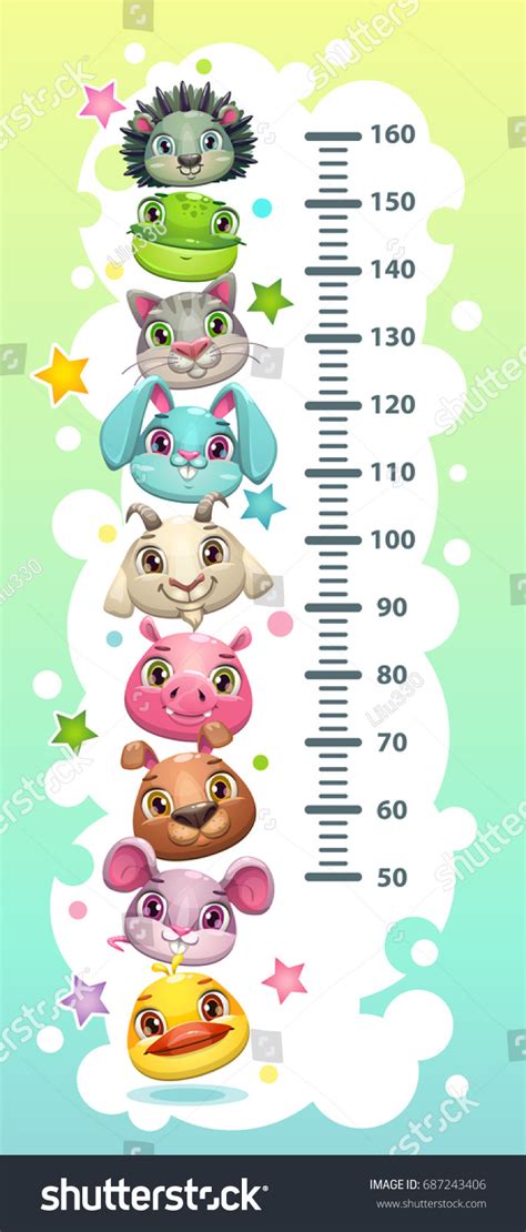 Kids Height Chart Template Funny Cartoon Stock Vector (Royalty Free ...