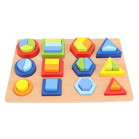 Wooden geometric shape classification blocks children's shape matching ...