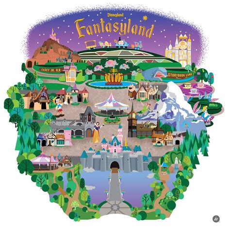 Fantasyland Map Illustration by Joseph Marsh on Behance | Disney world map, Disneyland map ...