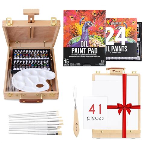 Amazon.com: Tabletop Easel and Oil Paint Set - Art Painting Kit 41 Art ...