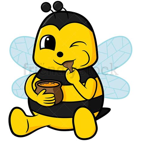 Cute Cartoon Bee With Honey