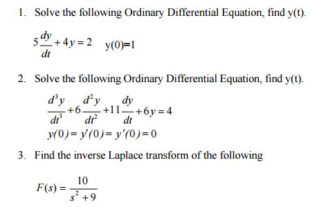 Solved Solve the following Ordinary Differential Equation, | Chegg.com