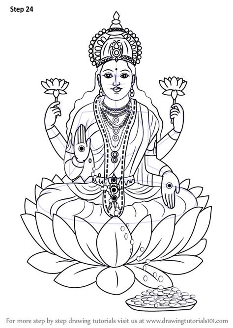 Learn How to Draw Lakshmi Mata (Hinduism) Step by Step : Drawing Tutorials | Pencil drawing ...