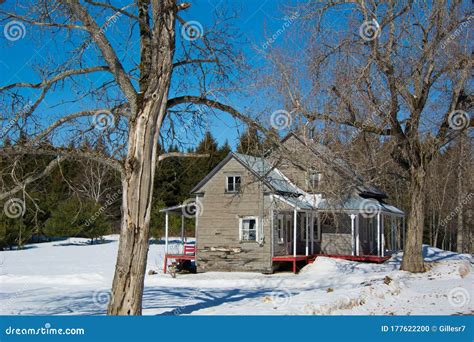 Typical Canadian House in Quebec Winter Stock Photo - Image of street, background: 177622200