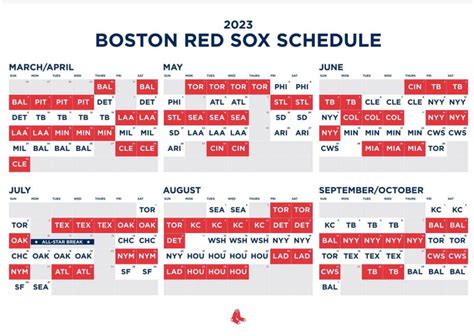 Boston Red Sox Printable Schedule 2023