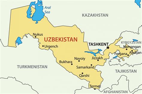 Mapa de la república de Uzbekistán - Capital de la república de ...