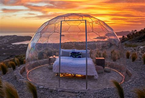 Transparent Sky Dome on Santorini Is a Luxurious Glamping Experience