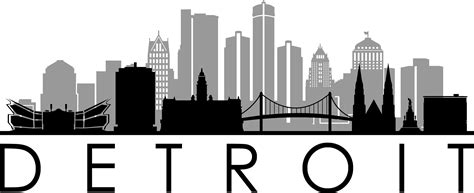 DETROIT City USA Skyline Outline Silhouette Vector svg eps png | Etsy