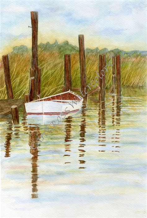 Row Boat Watercolor Matted Print - Etsy