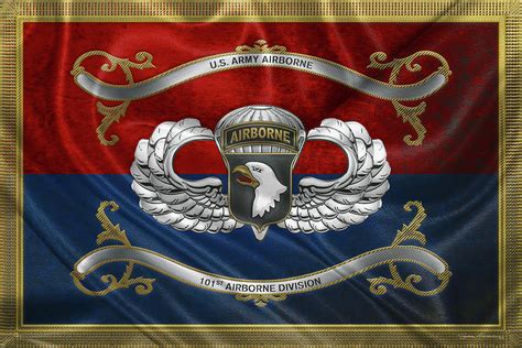 101st Airborne Division - 101st A B N Insignia with Parachutist Badge over Flag Digital Art by ...