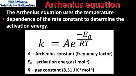 16.2 The Arrhenius equation (HL) - YouTube