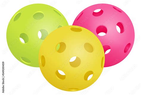 3 different colored balls for pickleball with transparent background ...