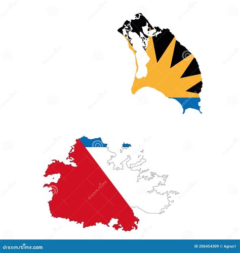 Bandera De Mapa Vectorial De Antigua Y Barbuda Aislada En Fondo Blanco ...