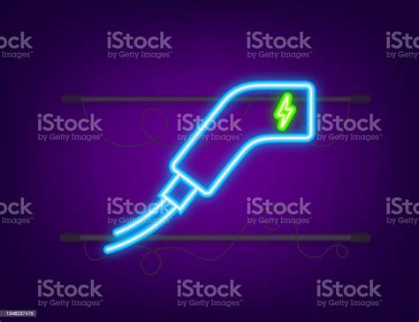 Electric Vehicle Charging Station Icon Ev Charge Electric Car Neon Icon Vector Illustration ...