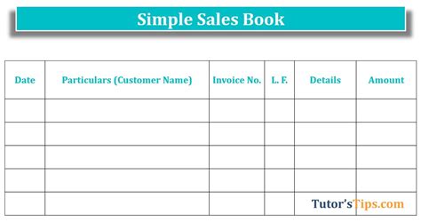 Sales Book - Subsidiary Books - Examples – Tutor's Tips