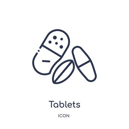 Linear Tablets Icon From Medical Outline Collection Thin Line Tablets Icon Isolated On White ...