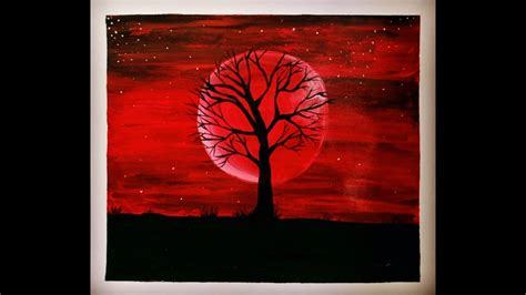 Blood moon / acrylic painting for beginners step by step - YouTube