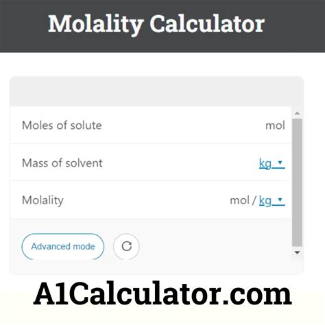 Molality Calculator 100% Free Online - A1Calculator