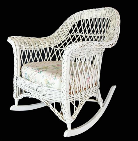 Sold at Auction: Vintage White Wicker Rocking Chair