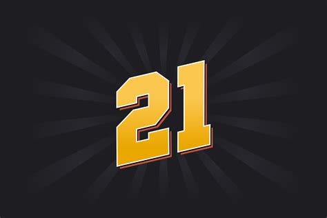 Number 21 vector font alphabet. Yellow 21 number with black background ...