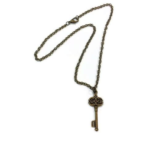 Brass Necklace Key Pendant Jewelry Chain Jewellery Charm - Etsy