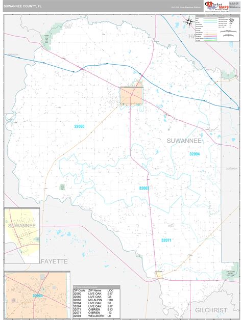 Suwannee County, FL Wall Map Premium Style by MarketMAPS - MapSales