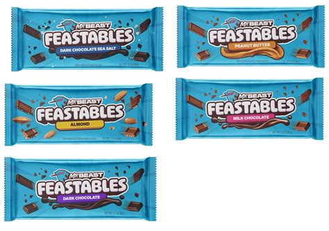 Amazon.com : Feastables Beast Chocolate Bars – Peanut Butter Milk Chocolate, Dark Chocolate ...