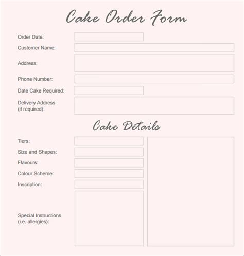 FREE Cake Order Form Templates in PDF | MS Word