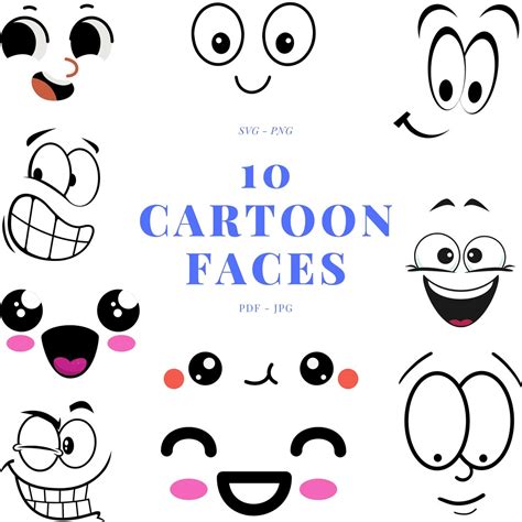 Cartoon Faces Svg Bundle, Animated Cartoon Faces Bundle SVG PNG JPG ...