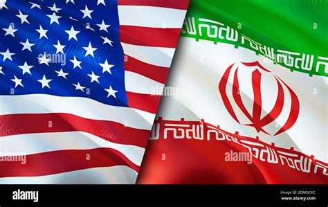 USA and Iran flags. 3D Waving flag design. USA Iran flag, picture ...