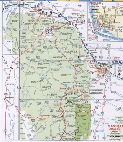 Map of Black Hills National Forest in South Dakota