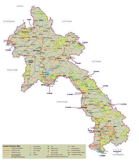 Map of Laos. Politic, administrative, ethnic, ethnolinguistic.