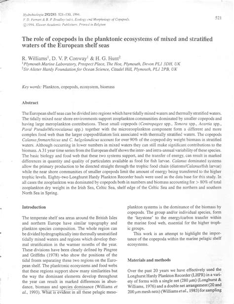 (PDF) The role of copepods in the planktonic ecosystem of mixed and stratified waters of the ...