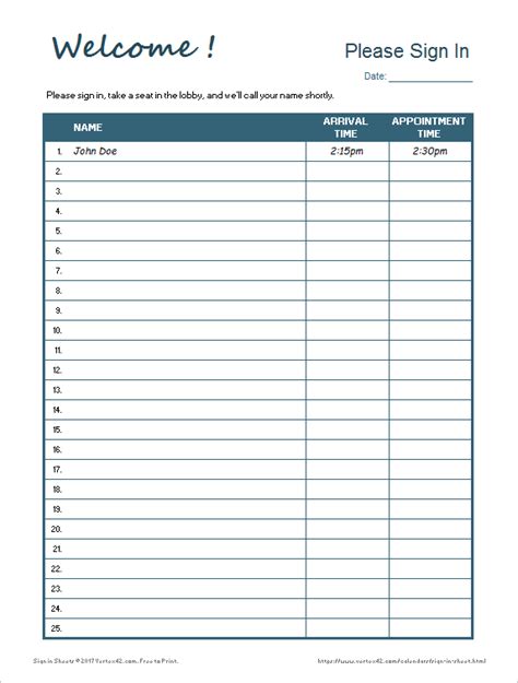 Printable Sign In Sheet | Visitor, Class, and Meeting Sign In Sheets