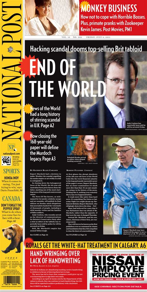 National Post front page for July 8, 2011 | National Post