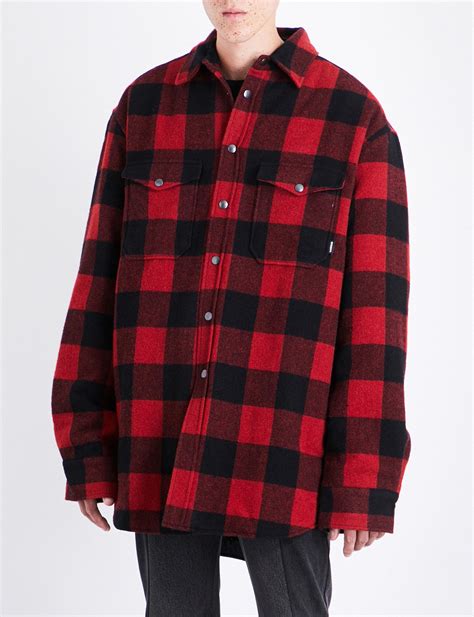 Vetements Checked Oversized Flannel Shirt in Red for Men | Lyst