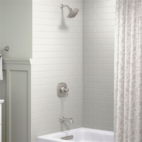 KOHLER Ealing Vibrant Brushed Nickel 1-handle Multi-function Square Bathtub and Shower Faucet ...