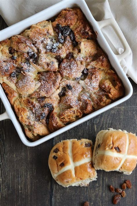 Hot Cross Bun Bread & Butter Pudding | Recipe | Cross buns, Bread and ...