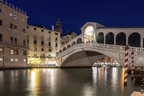 Rialto Bridge Midnight - Venice Italy Night Magic Photograph by Georgia Mizuleva - Fine Art America