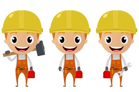 construction worker cartoon character 618374 Vector Art at Vecteezy