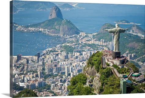 Aerial of the Christ the Redeemer statue overlooking Rio de Janeiro ...