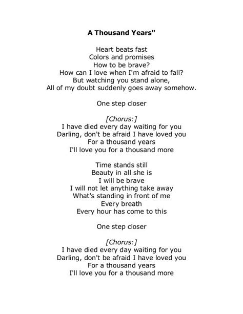 A thousand years Lyrics