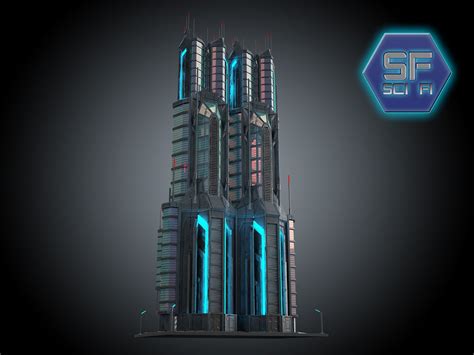 Sci Fi cyberpunk Building HD (2) 3D Model $49 - .fbx .obj .max .unknown ...