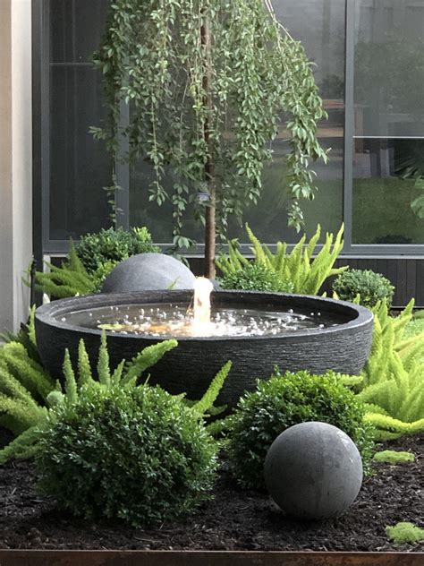 Water bowl bubbler feature with 30cm stone ball | Garden fountains, Water features in the garden ...
