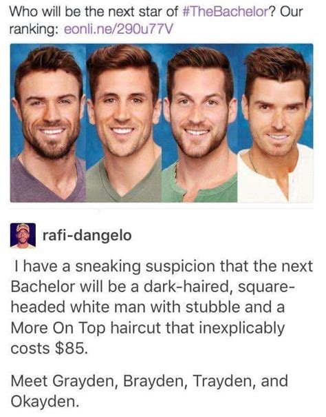 For a second I though they were all the same guy lol! : thebachelor