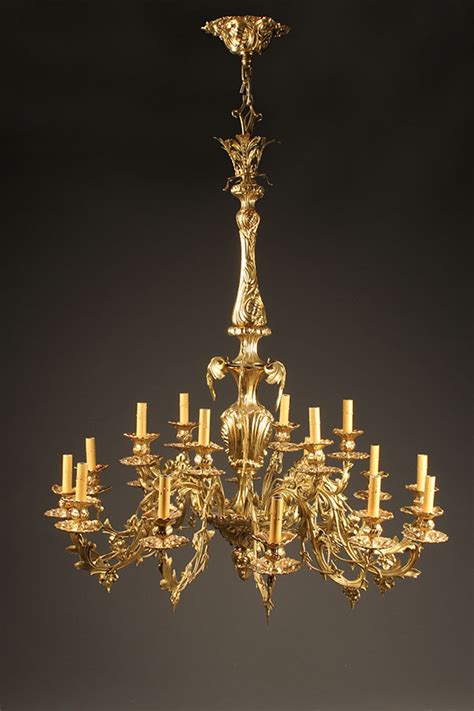 18 arm French antique bronze chandelier.