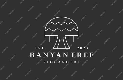 Premium Vector | Banyan tree logo vector icon illustration hipster vintage retro