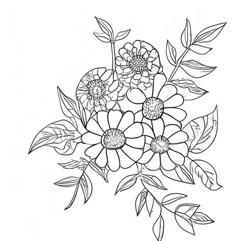 Flowers Coloring Page Black and White · Creative Fabrica