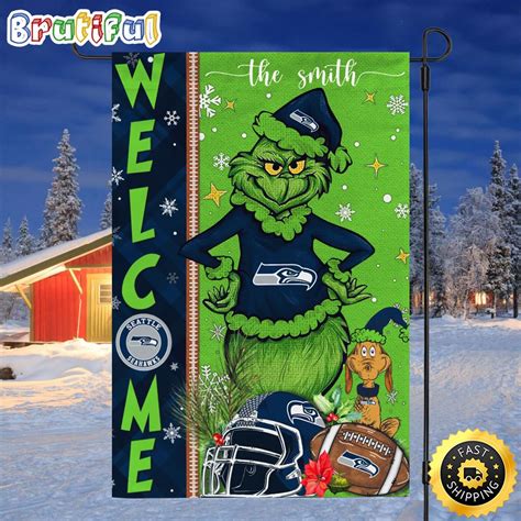 Customize NFL Seattle seahawks Garden Flag Grinch Football Christmas ...